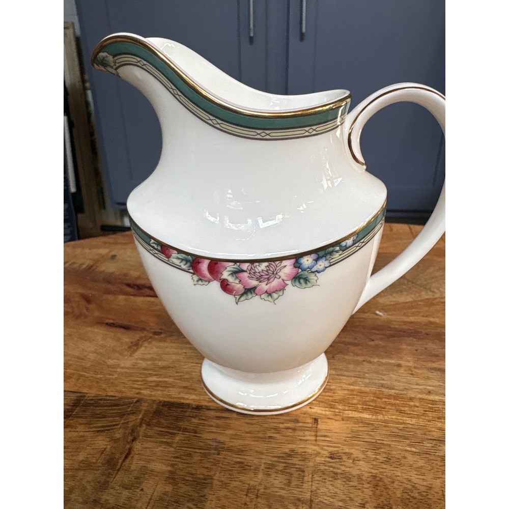 Royal Doulton Orchard Hill H5233 Fine Bone China Pitcher Floral Gold Trim 1994